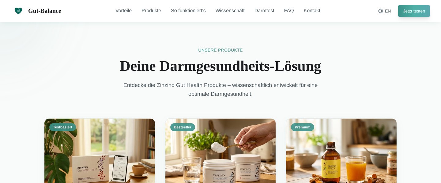 Screenshot der Website Gut Balance – Landingpage & Funnel